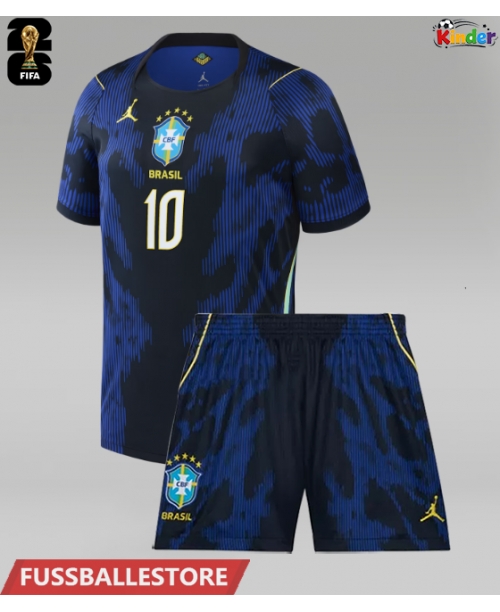 Günstige Brasilien Neymar Jr #10 Auswärts Trikotsatzt Kinder WM 2026 Kurzarm (+ Kurze Hosen)